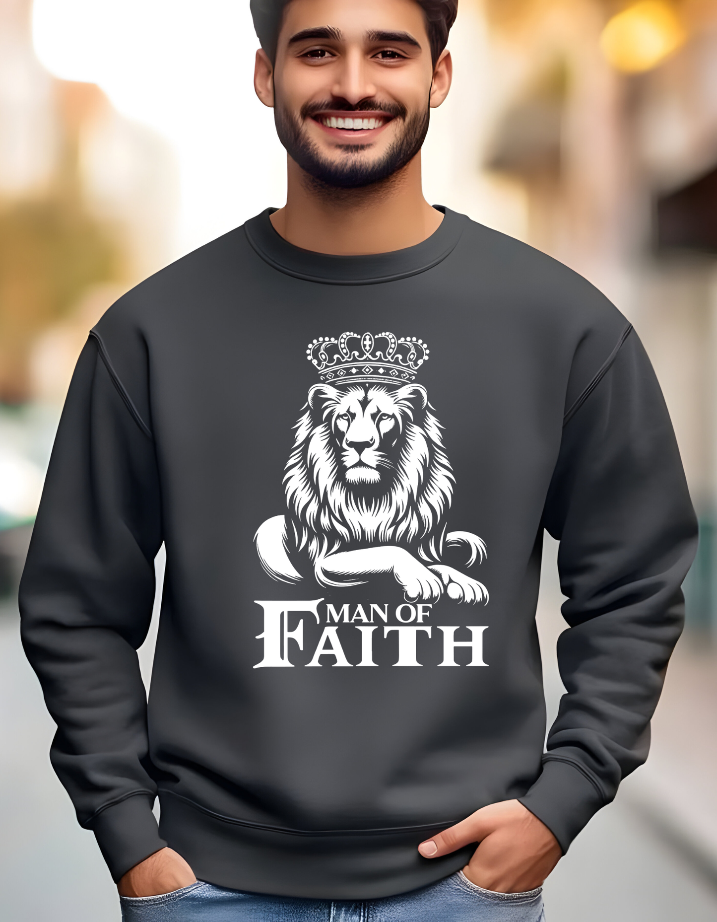 Man Of Faith White Lion Sweatshirt